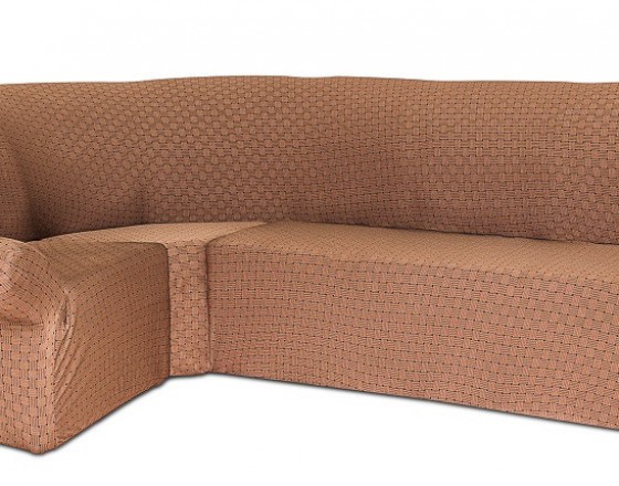 Чехол на угловой диван и кресло Жаккард Паркет, коричневый
